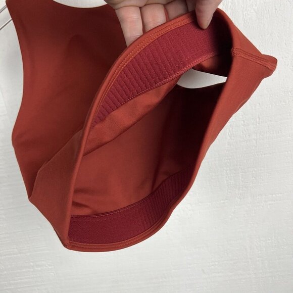 GIrlfriend Collective Dylan Tank Bra XS Women Wine Red Crop Sleeveless High Neck - Picture 5 of 6